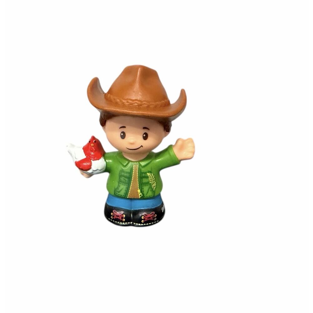 Fisher Price Little People Farmer W/ Chicken Brown Hat Farm Figure 2016